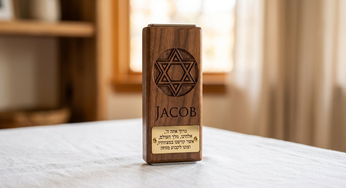 Engraved Mezuzah Case - engraving example