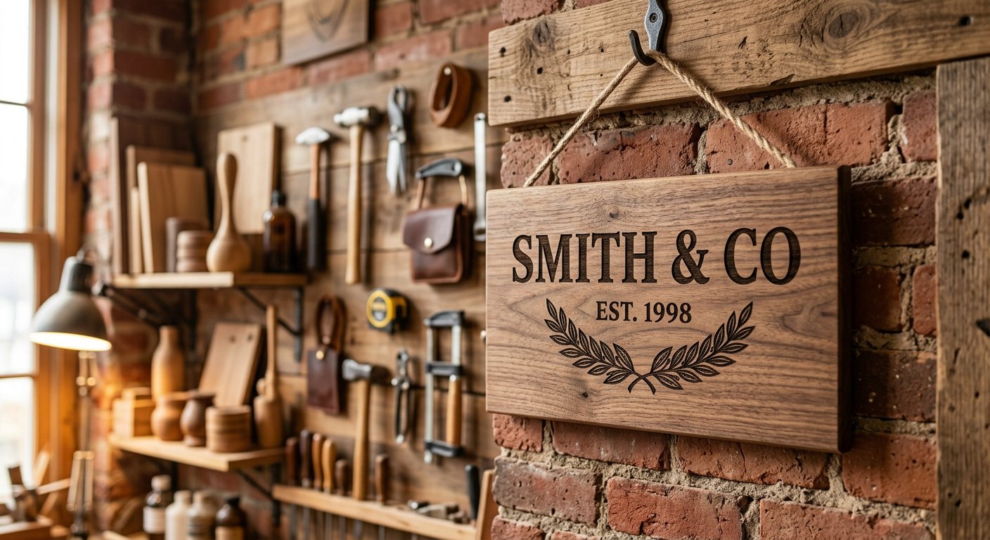 Engraved Wooden Sign - engraving example