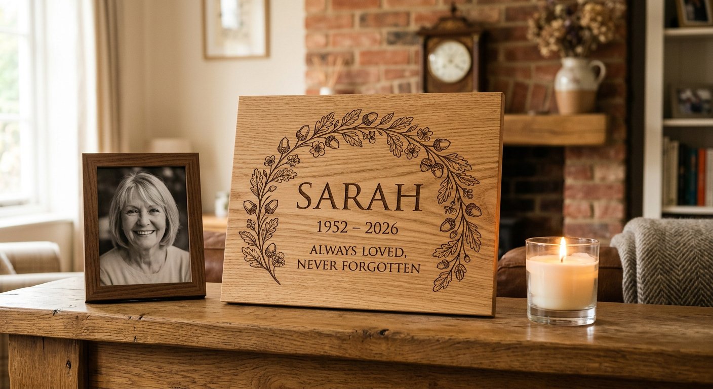 Memorial Oak Plaque - engraving example