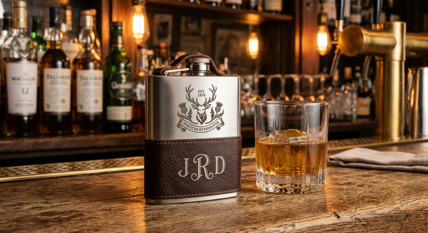 Engraved Hip Flask - engraving example