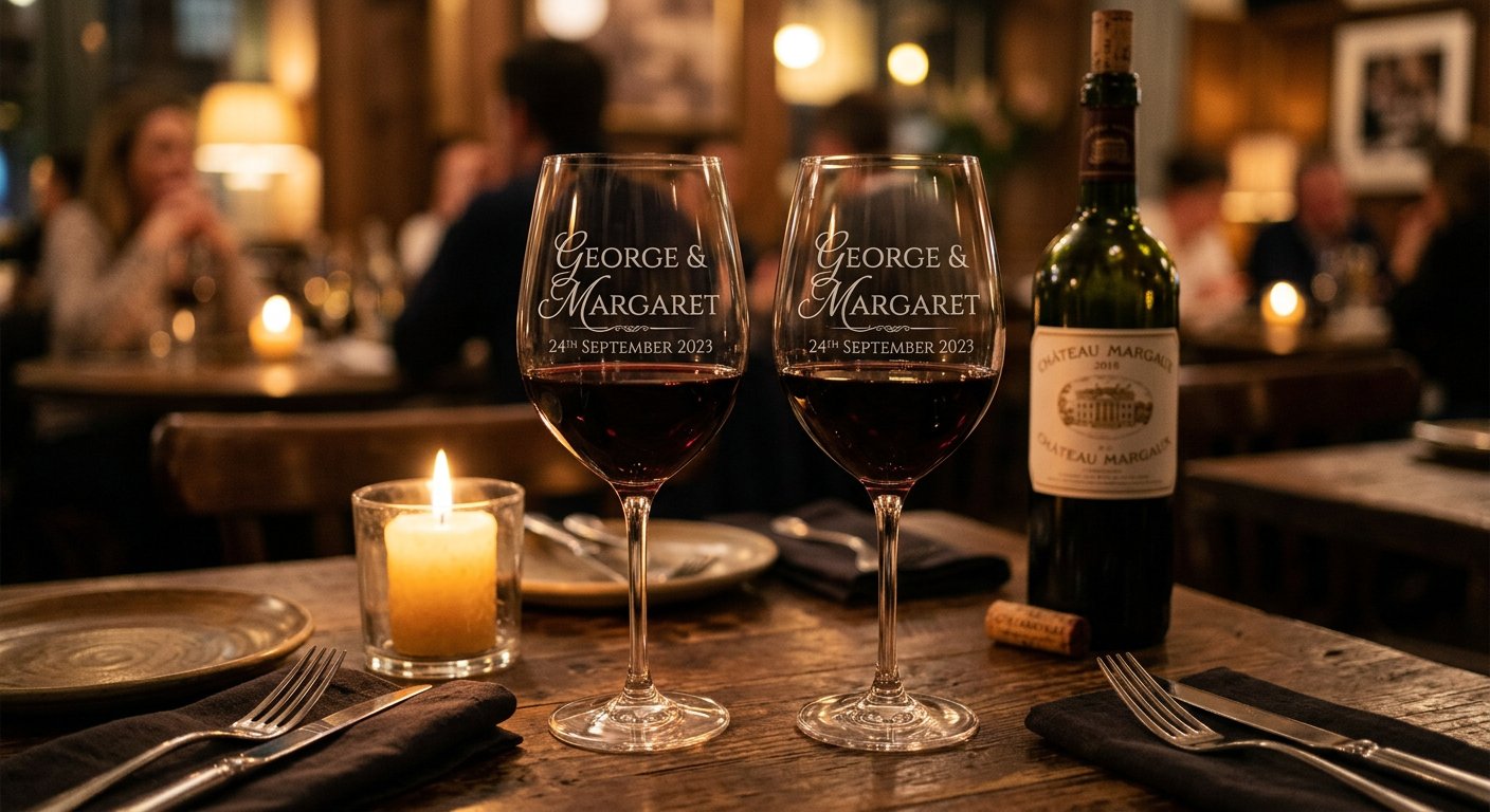 Engraved Wine Glasses - engraving example
