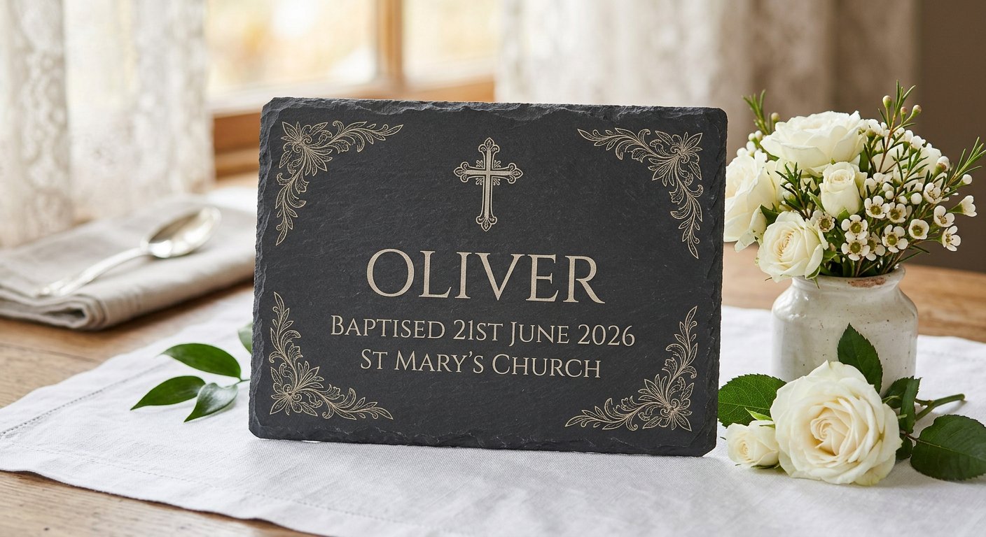 Christening Keepsakes, Engraved to Treasure - laser engraved example by Craigality