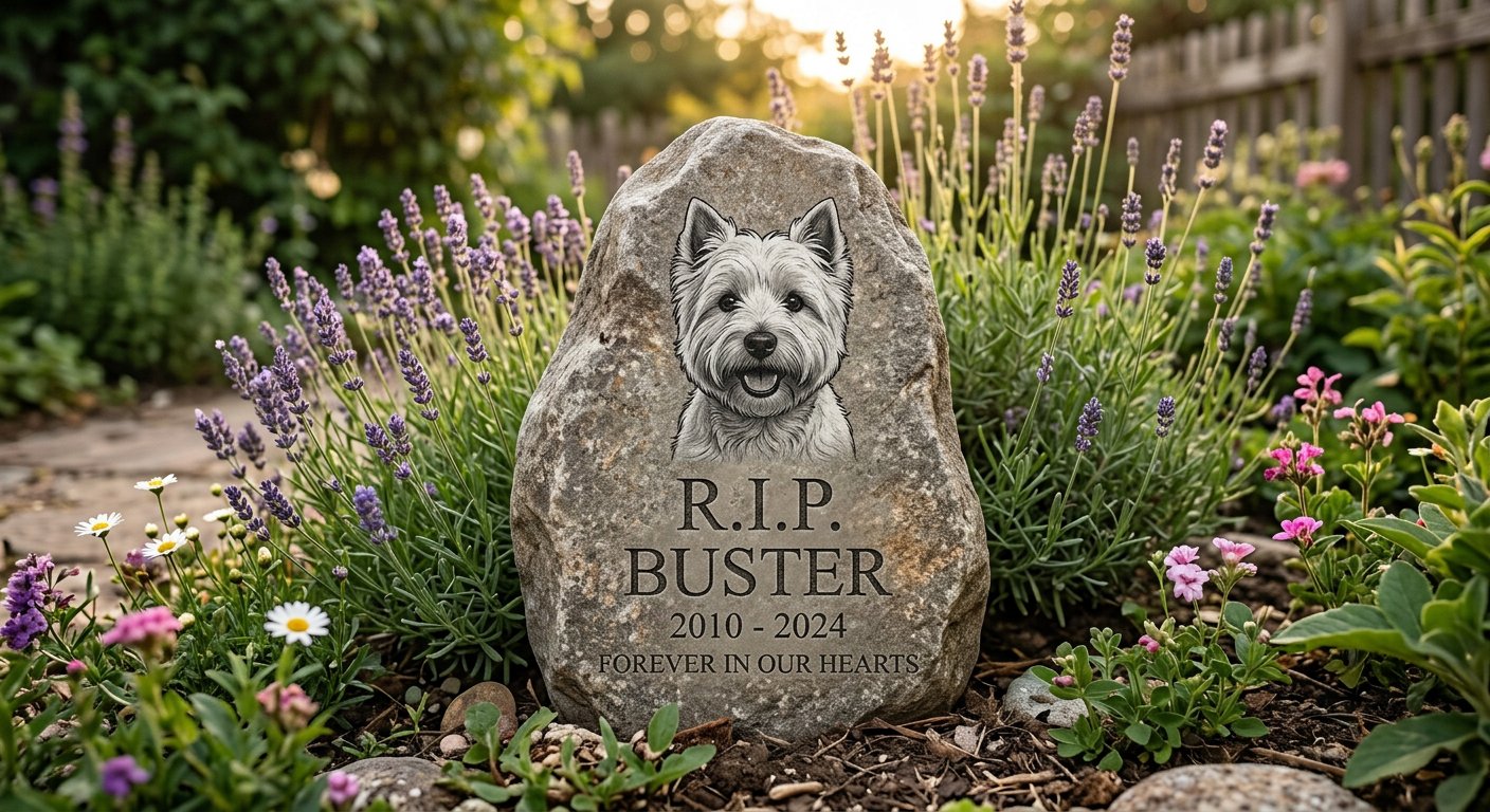 Engraved Garden Rock — RIP — RIP engraved memorial example by Craigality