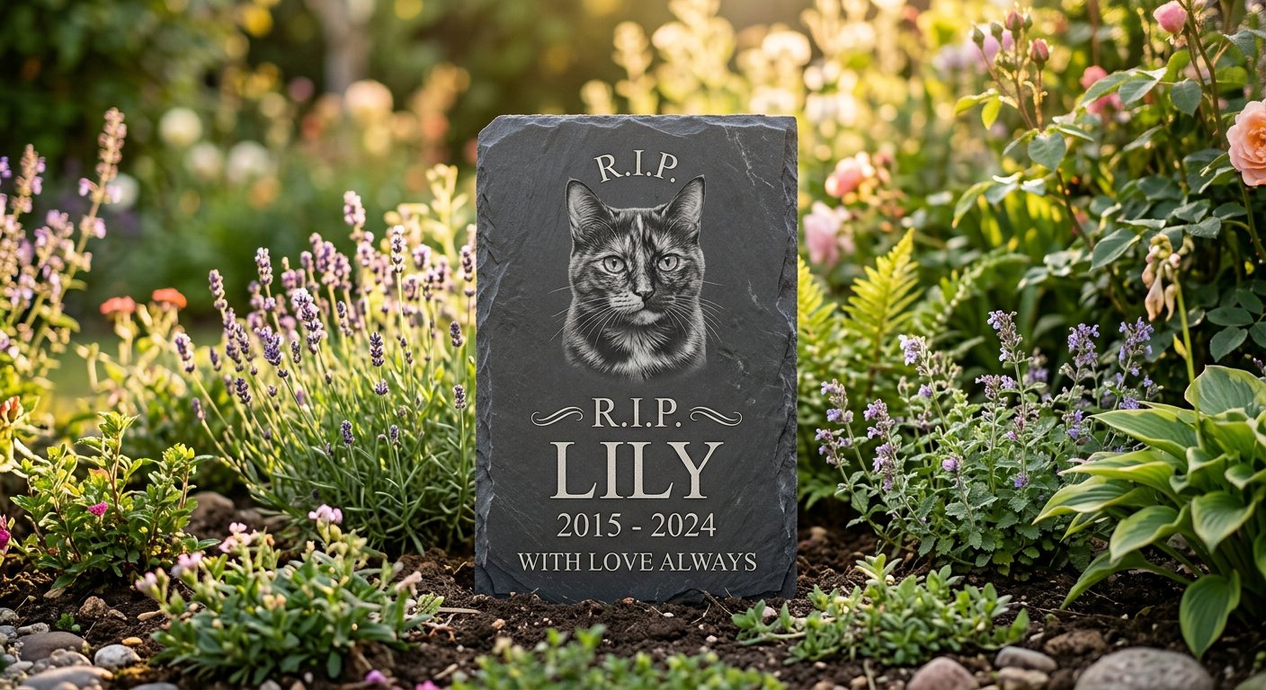 Freestanding Outdoor Slate Memorial — RIP engraved memorial example by Craigality